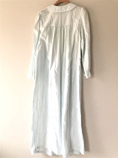 Barbizon Xl Vintage Nightgown Aqua Blue Long Silky Satin Lace Warm Ebay