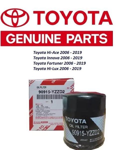 TOYOTA Genuine Parts Oil Filter 90915 YZZD2 For Toyota Fortuner