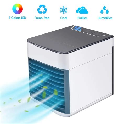 USB Mini Portable Air Conditioner Humidifier Purifier 7 Colors LED