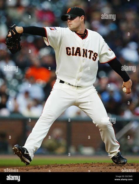 San Francisco Giants Pitcher Noah Lowry Delivers A Pitch To The Atlanta