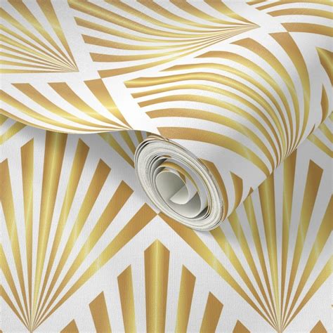 Gold Art Deco Fans Wallpaper Wallpaper Spoonflower