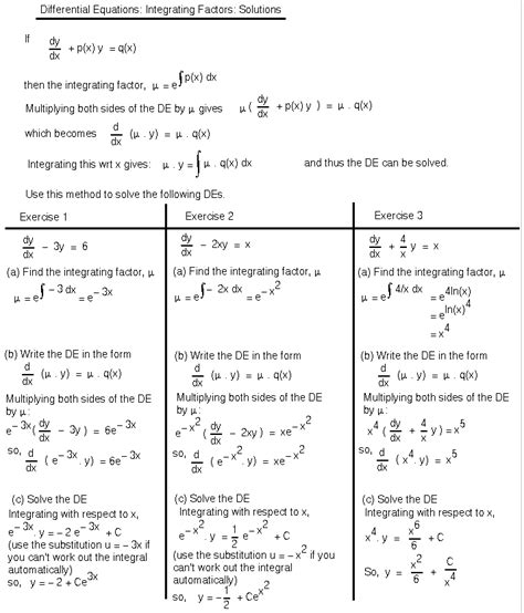 Differential Equations MATH100 Revision Exercises Resources