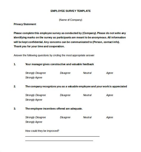 Anonymous Employee Survey Template