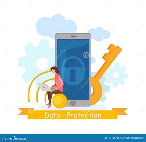 Data Protection Application Vector Illustration Stock Vector