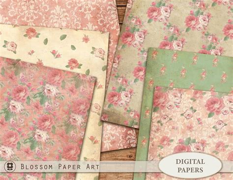 Rose Digital Paper Floral Digital Paper Pack Victorian Etsy