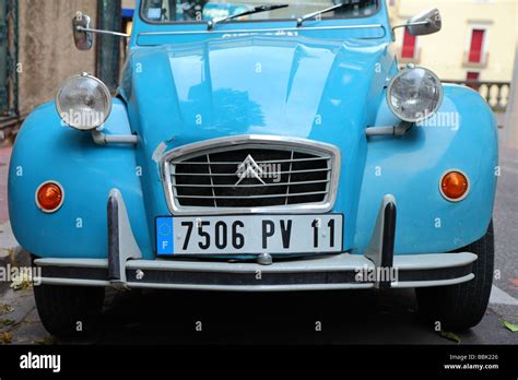 Blue Citroen 2 Cv Car Stock Photo Alamy