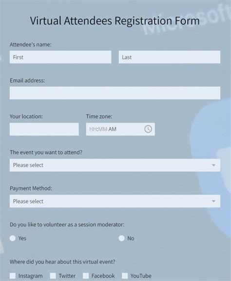 Free Virtual Attendees Registration Form Template