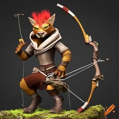 Digital Art Of A Fierce Tabaxi Ranger With A Red Mohawk On Craiyon