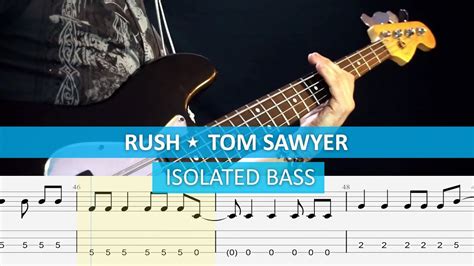 [isolated Bass] Rush Tom Sawyer Bass Cover Playalong With Tab Youtube