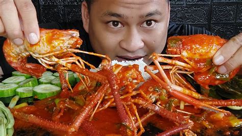 Santap Habis Mukbang Udang Satang Super Pedas Saos Padang Lalapan