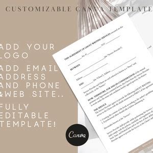 Ghost Writer Contract, Writer Contract Template, Editable Ghost Writer ...