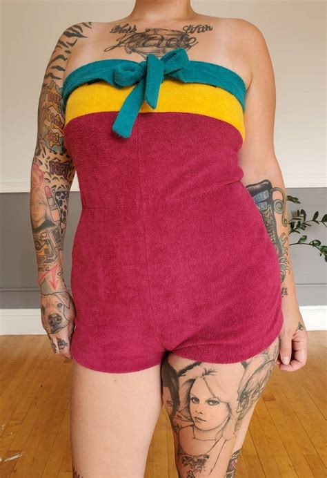 70s80s Central Park Terry Cloth Romper Etsy