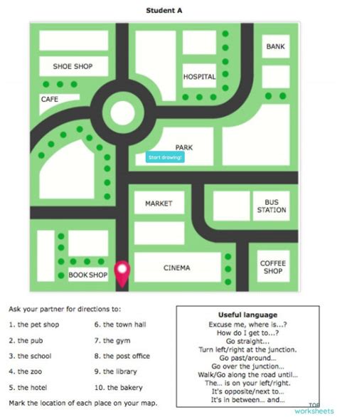 Giving Directions Student A Interactive Worksheet Topworksheets