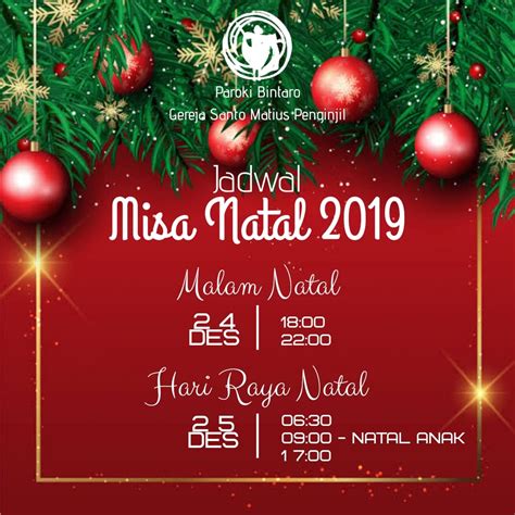 Jadwal Misa Vigili Misa Natal 2019 Dan Misa Tahun Baru 2020 Di Paroki