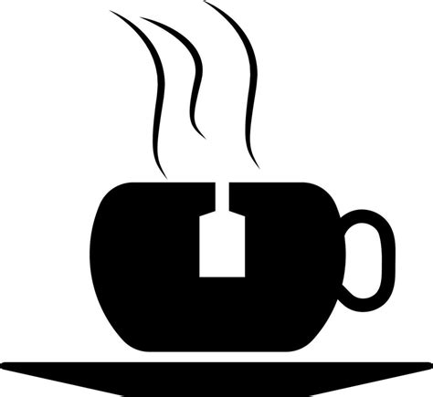 Tea Bag In Black And White Hot Tea Cup With Plate Vector Art At Vecteezy