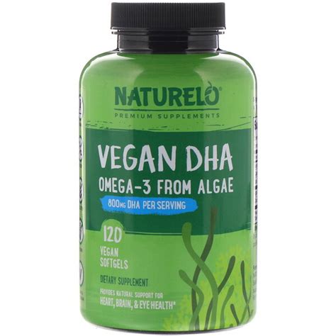 NATURELO Vegan DHA Ômega 3 de Algas 800 mg 120 Cápsulas Gelatinosas