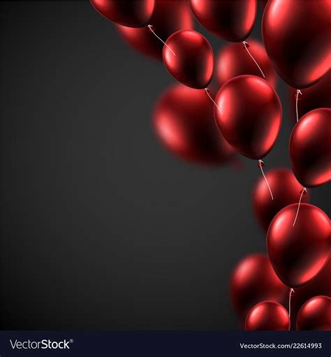 Black Festive Background With Red Shiny Balloons Vector Image On