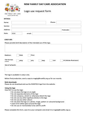 Fillable Online Nswfdc Org Logo Use Request Form Fax Email Print