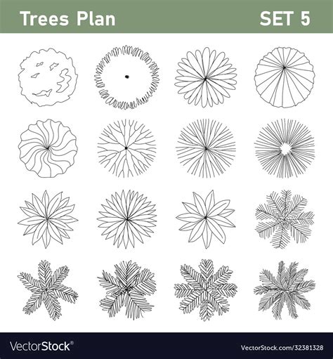 Tree Plan Top View For Landscape Set 5 Royalty Free Vector