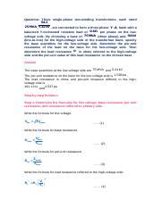 P Docx Question Three Single Phase Two Winding