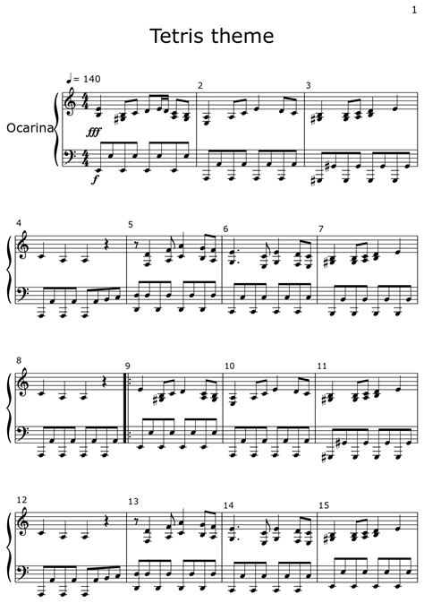 Tetris Theme Sheet Music For Ocarina