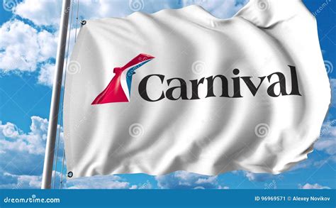 Waving Flag With Carnival Cruise Line Logo Editoial 3d Rendering