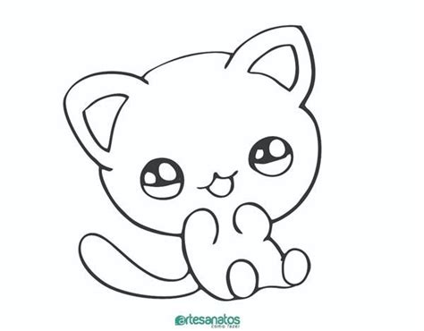 Gato Para Colorir Desenhos Para Imprimir E Pintar Gatinho Kawaii