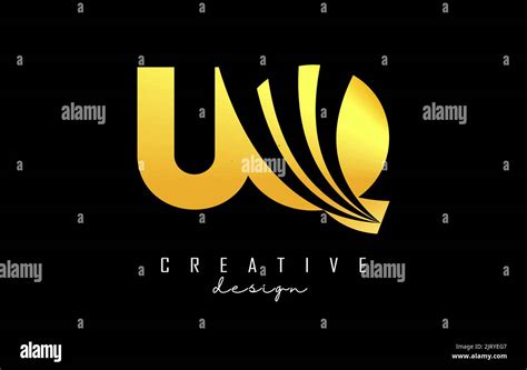 Creative Golden Letter Uq U Q Logo With Leading Lines And Road Concept