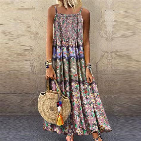 Idall Summer Dresses Maxi Dresses Women Vintage Bohemian Print Floral