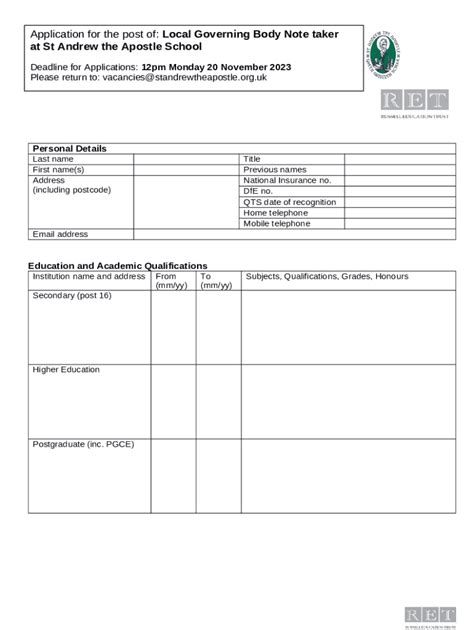 St Andrews Application Note Taker Doc Template Pdffiller