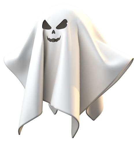 D Flying Ghost Happy Halloween Isolated Background Png