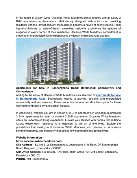 Ppt Oceanus White Meadows Anjanapura Elevating Your Lifestyle With