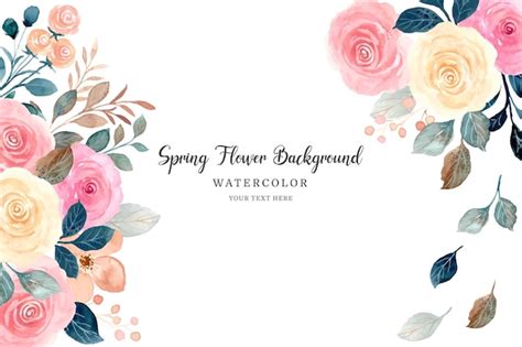 Free Vector Watercolor Rose Flower Frame Background