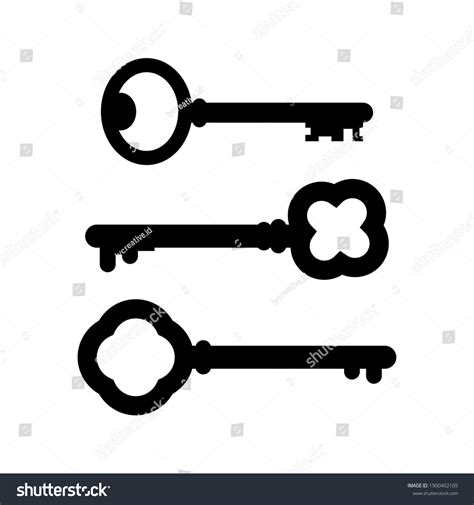 Old Key Silhouette Set Isolated On Stock Vector Royalty Free