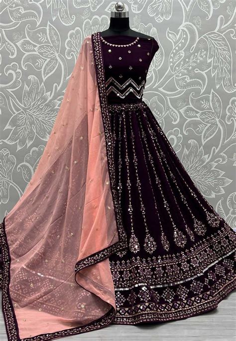 Purple Georgette Wedding Lehenga Choli