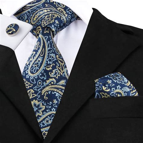 Buy C 1625 Hi Tie New Classic Blue Paisley Necktie Set Silk Tie Pocket Square