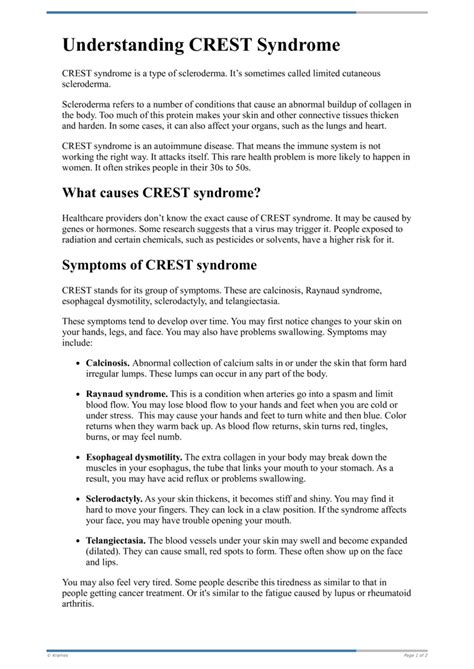 Text - Understanding CREST Syndrome - HealthClips Online