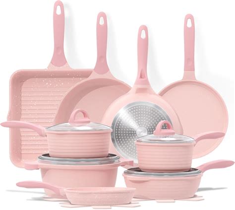 Amazon JEETEE Pink Pots And Pans Set Nonstick 23pcs Healthy