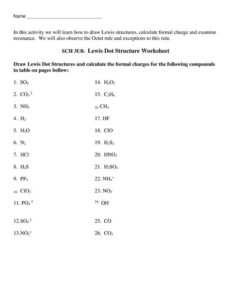 Lewis Formal Charge Worksheet Name In This Activity We Will