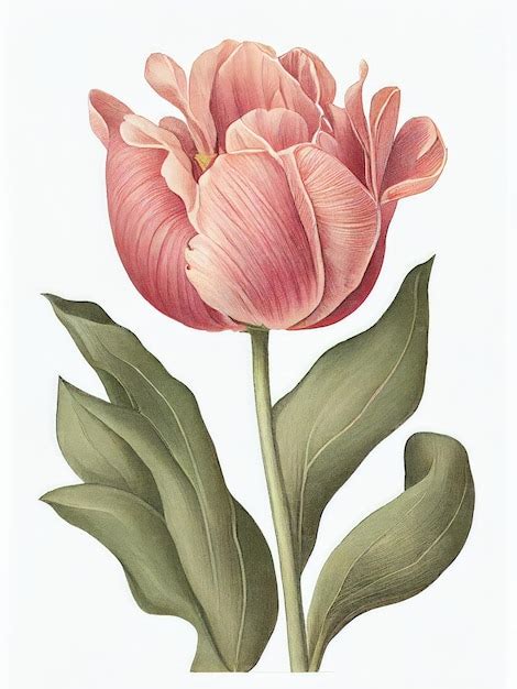 Premium Photo Tulip Painting Spring Flower Drawing Tulip Botanical