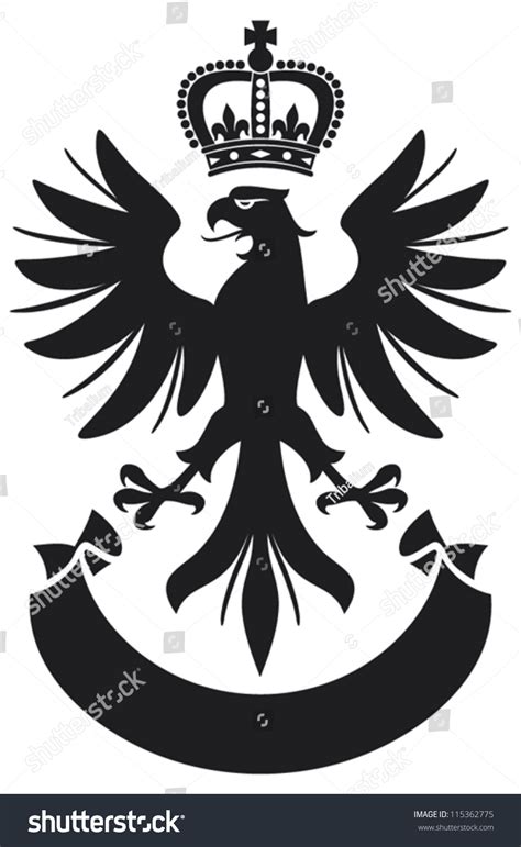 Eagle Coat Of Arms Design Eagle Crown And Banner 스톡 벡터 일러스트레이션