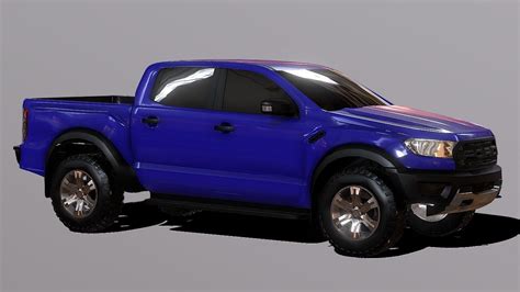 Low Poly Ford Ranger Raptor Pickup Truck 3d Model