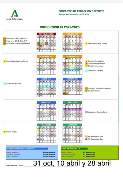 Calendario Escolar Ceip Ntra Sra De La Sierra