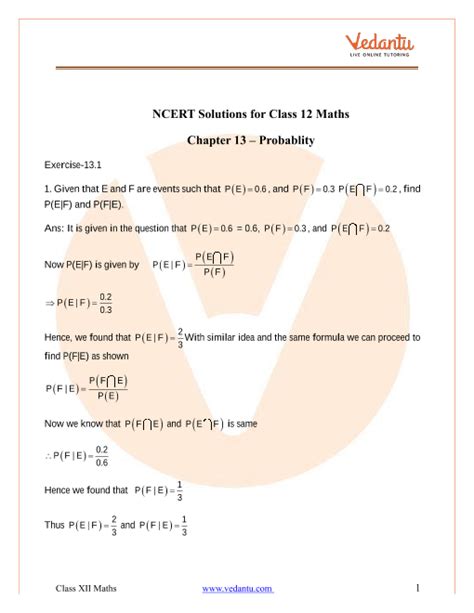 Ncert Solutions Class 12 Maths Chapter 13 Probability Cbse 2022 Free