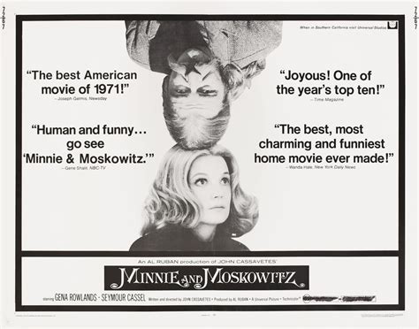 Minnie And Moskowitz Original U S Half Sheet Movie Poster