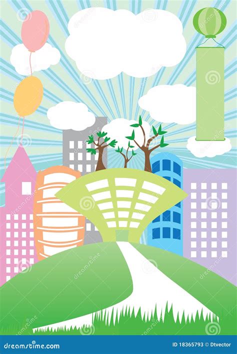 Country Building Green Land_eps Cartoon Vector | CartoonDealer.com ...