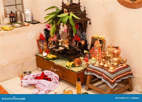 Typical Prayer Room Hindu South Indian Family Home Stock Photo - Image of burning, india: 41096112