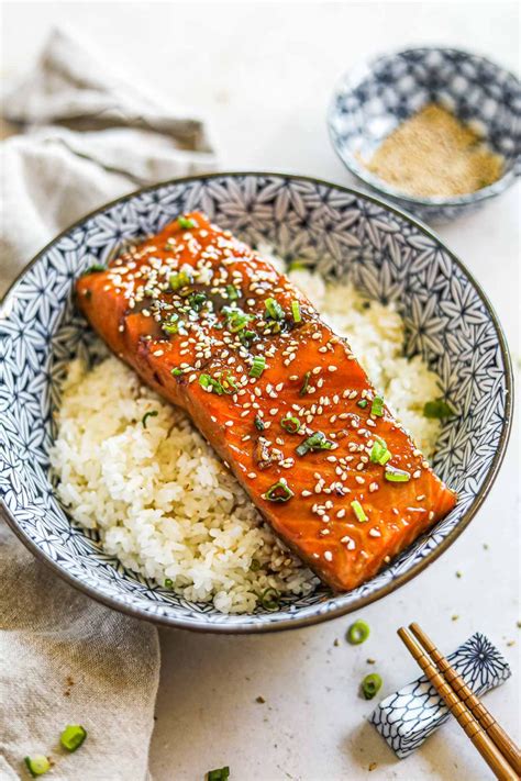 Teriyaki Salmon Bowl Donburi The Heirloom Pantry