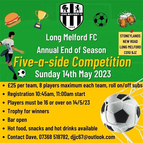 Five A Side Football Tournament Long Melford Football Club