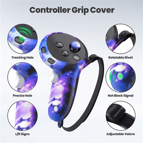 Jmianeodark Silicone Face Cover Set Starry Purple For Meta Quest 3 With Controller Grips